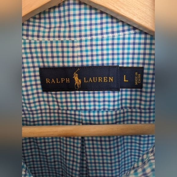 Ralph Lauren Men's blue and purple plaid cotton button down | size L - Picture 4 of 8
